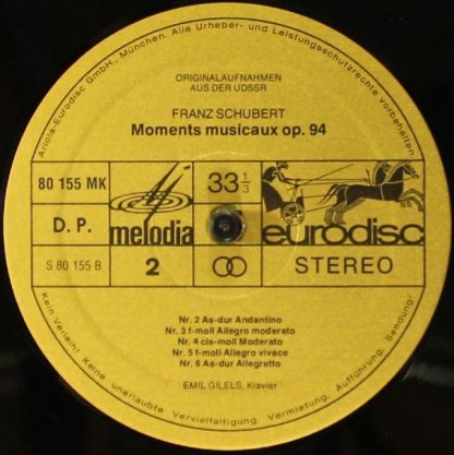 Eurodisc 80 155 PK - Nachtstücke Op. 23 / Moments Musicaux Op. 9 - Image 4