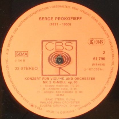 CBS 61 796 - Konzerte Für Violine Und Orchester Nr. 1 D-dur Op.1 - Image 3