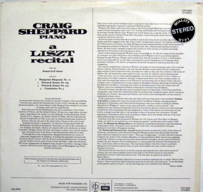 Classics For Pleasure CFP 40051 - A Liszt Recital - Image 2