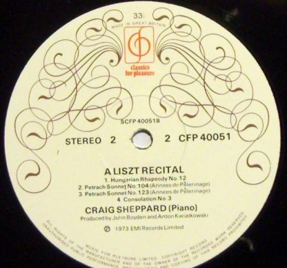 Classics For Pleasure CFP 40051 - A Liszt Recital - Image 3