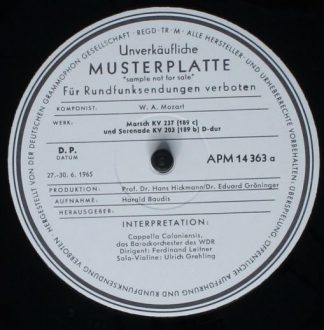 Not On Label APM 14363 - Marsch Kv 237 (189c) Und Serenade Kv 20