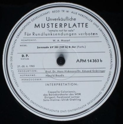 Not On Label APM 14363 - Marsch Kv 237 (189c) Und Serenade Kv 20 - Image 2