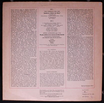 Eterna 8 25 870 - Mathis Der Maler / Trauermusik Dem Gedenken Bé - Image 2