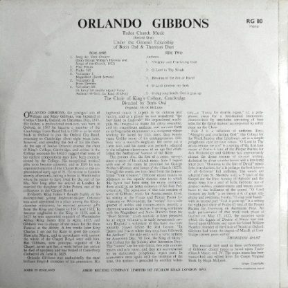 Argo RG 80 - Tudor Church Music (Record One) - Image 2