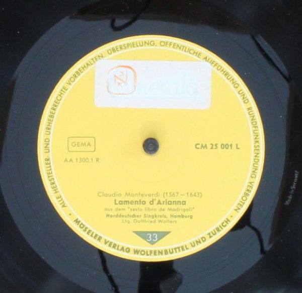 Camerata Cm 25 001 L - Leamento D'arianna Und Sestina Aus Dem "S - Image 3