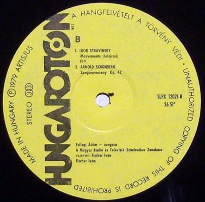 Hungaroton SLPX 12021 - Concerto For Piano & Winds Mouvements / - Image 3