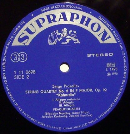Supraphon 1 11 0698 - String Quartet No. 2; String Quartet No. 1 - Image 4