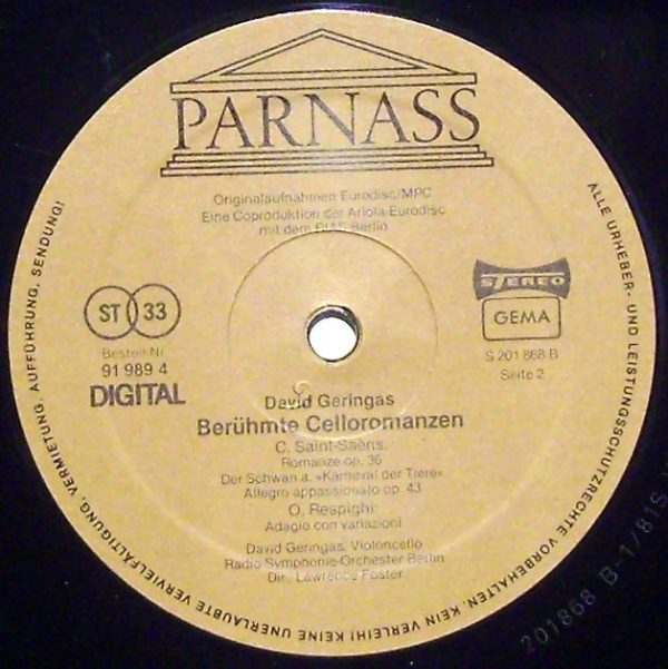 Parnass 91 987 8 - Berühmte Celloromanzen - Image 3