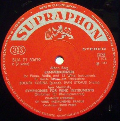 Supraphon SUA 10679 - Kammerkonzert For Piano, Violin And 13 Win - Image 3