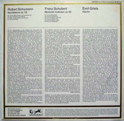 Eurodisc 80 155 PK - Nachtstücke Op. 23 / Moments Musicaux Op. 9 - Image 3