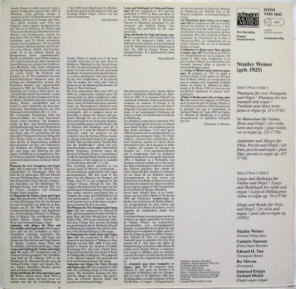 Schwann Musica Mundi DMM VMS 1042 - Stanley Weiner Con Organo Ob - Image 2