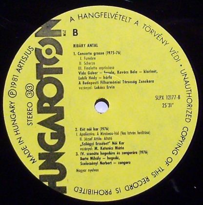 Hungaroton SLPX 12177 - Satyricon-Cantata / Concerto Grosso - Image 3