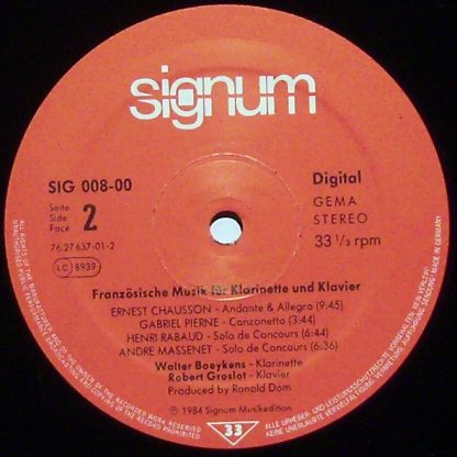 Signum SIG 008-00 - Französische Musik Für Klarinette Und Klavie - Image 3