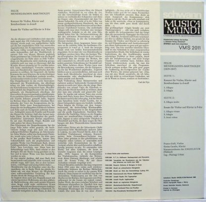 Schwann Musica Mundi VMS 2011 - Konzert Für Violine, Klavier Und - Image 2