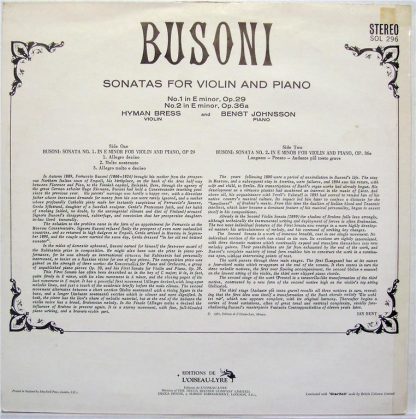 L'Oiseau-Lyre SOL 296 - Violin Sonatas 1 & 2 - Image 2