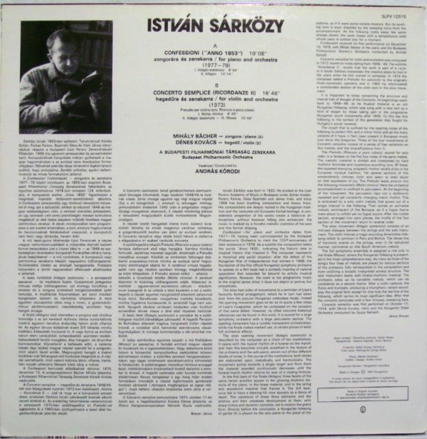 Hungaroton SLPX 12515 - Confessioni / Concerto Semplice - Image 2