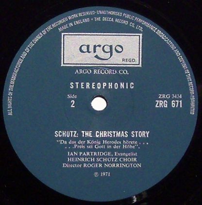 Argo ZRG 671 - Historia Der Geburt Jesu Christi / The Christmas - Image 3