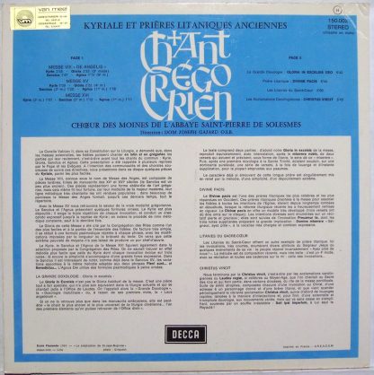 DECCA 766 / 150.002 - Chant Gregorien - Kyriale Et Prières Litan - Image 2