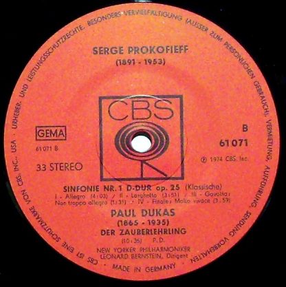 CBS 61 071 - Sinfonie Nr. 1 C-Dur / Sinfonie Nr. 1 D-Dur Op. 25 - Image 3