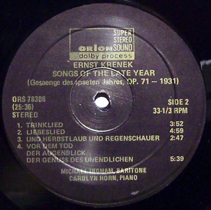 Orion ORS 78308 - Gesaenge Des Spaeten Jahres, Songs Of The Late - Image 3