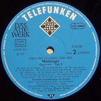 Telefunken 6.42281 AW - Meslanges  Chansons · Vol. II - Image 3