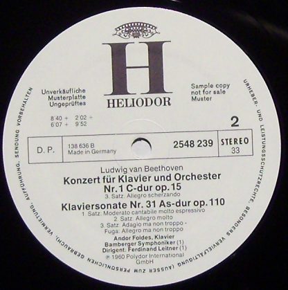 HELIODOR 2548 239 - Klavierkonzert Nr.1 - Klaviersonate Op. 110 - Image 4