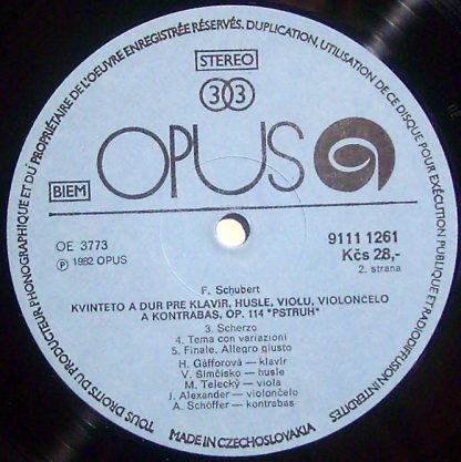 Opus 9111 1261 - Piano Quintet In A Major, Op. 114 "Trout" - Image 3