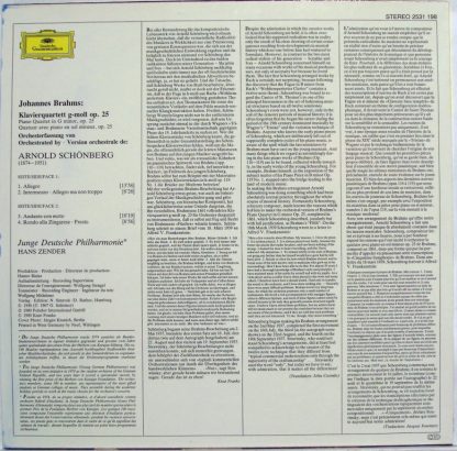 Deutsche Grammophon 2531 198 - Quartett Op. 25 (Orchesterfassung - Image 2