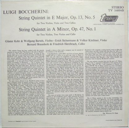Turnabout TV 34094S - 2 String Quintets - Op. 13, No. 5 - Op. 47 - Image 2