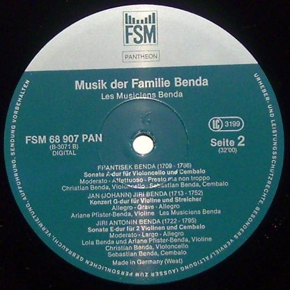 FSM-Pantheon-Serie FSM 68 907 PAN - Musik der Familie Benda - Image 3