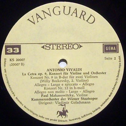 Vanguard KS 20007 - La Cetra Op.9, Konzerte Für Violine Und Orch - Image 3