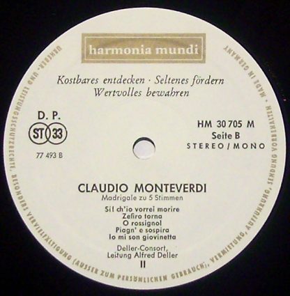 Harmonia Mundi HMS 209 - Ballett Tirsi E Clori, Madrigale - Image 3