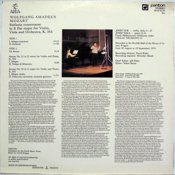 Panton 8110 0118 - Sinfonia Concertante In E Flat Major For Viol - Image 2