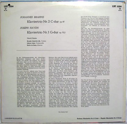 DECCA LXT 5204 - Klavierttrio Nr. 2 C-dur, Op. 87 / Klaviertrio - Image 2