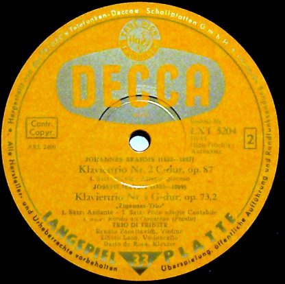 DECCA LXT 5204 - Klavierttrio Nr. 2 C-dur, Op. 87 / Klaviertrio - Image 3
