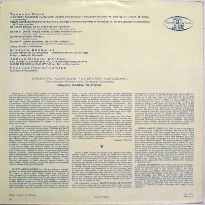 Polskie Nagrania Muza SXL 0586 - Works Composed For The Warsaw P - Image 2