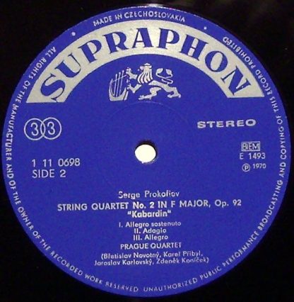 Supraphon 1 11 0698 - String Quartet No. 2; String Quartet No. 1 - Image 3