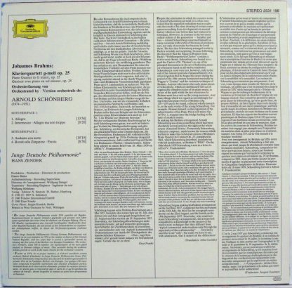 Deutsche Grammophon 2531 198 - Quartett Op. 25 (Orchesterfassung - Image 2