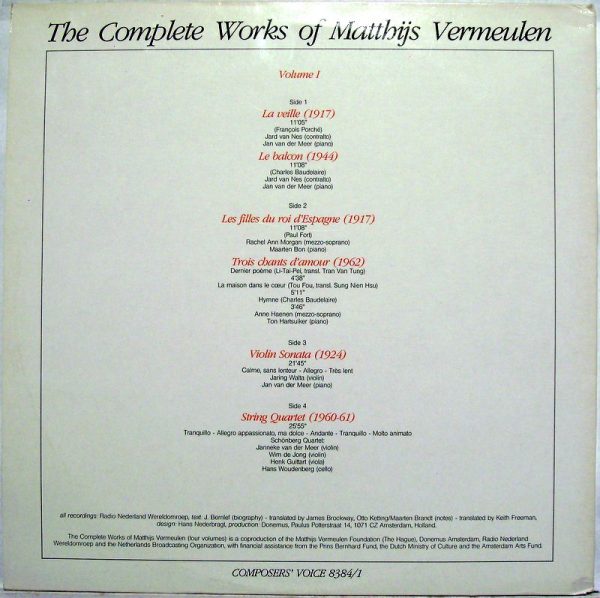 Composers' Voice CVS 8384/1 - The Complete Works Of Matthijs Ver - Image 2