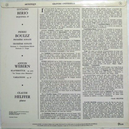 Guilde Internationale Du Disque SMS 2590 - Webern Boulez Berio P - Image 3