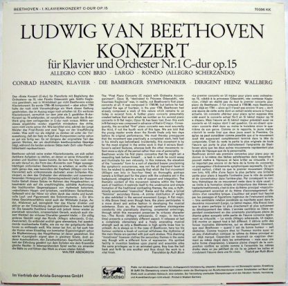 Eurodisc S 70 297 KK - Konzert Für Klavier Und Orchester Nr. 1 C - Image 2