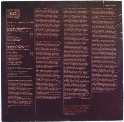 Eurodisc 66 681 8 - Violinkonzert In G KV 216- Concertone In C K - Image 2