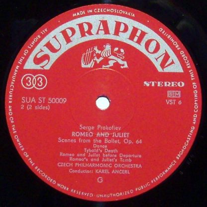 Supraphon SV 8001 - Romeo And Juliet (Scenes From The Ballet) - Image 3