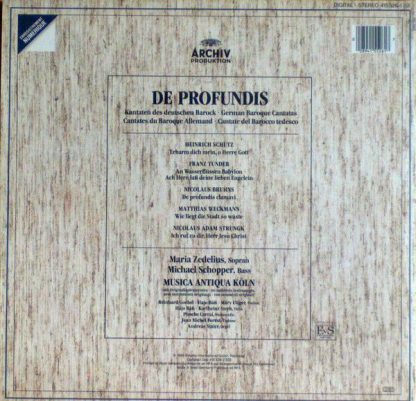 Archiv Production 415 526-1 - De Profundis - Kantaten Des Deutsc - Image 3