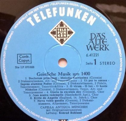 Telefunken  - Geistliche Musik Um 1400 - Image 2