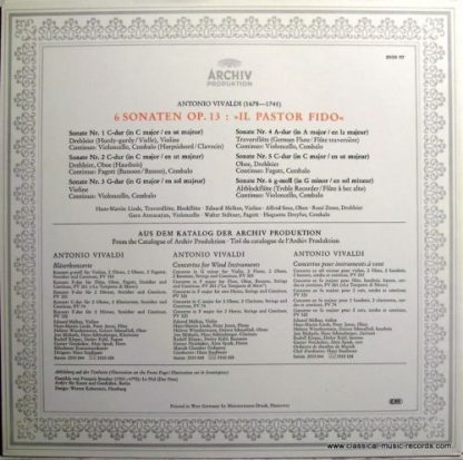 Archiv Production 2533 117 - 6 Sonatas Op. 13 "Il Pastor Fido" - Image 2