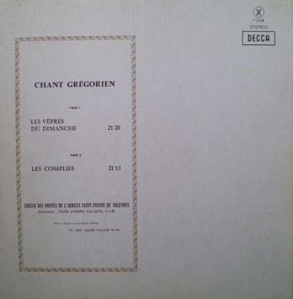 DECCA 7.548 - Chant Grégorien: Les Vêpres Du Dimanche / Les Comp - Image 6