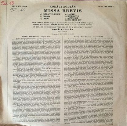 Qualiton HLPX MN 1016-a - Missa Brevis - Image 2