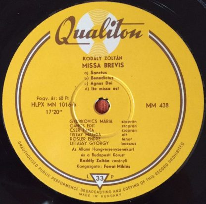 Qualiton HLPX MN 1016-a - Missa Brevis - Image 4