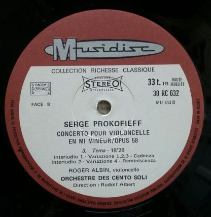 Musidisc 30 RC 632 - Concerto Pour Violincelle En Mi Mineur Op. - Image 4